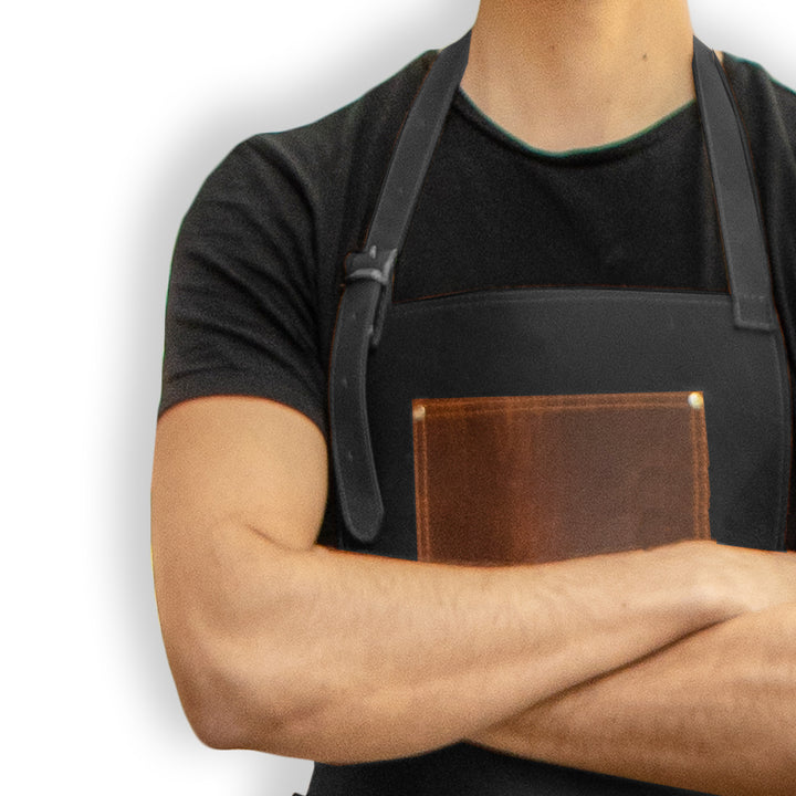 Mandil Piel Negro con Café