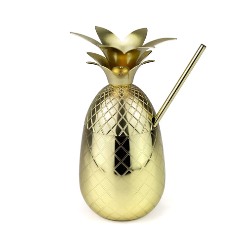 Vaso Piña con Popote Oro