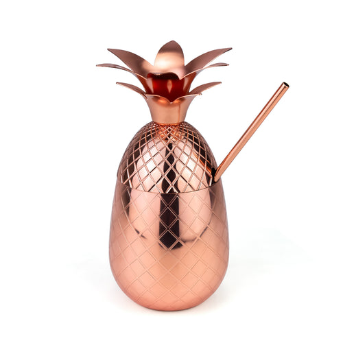 Vaso Piña con Popote Cobre