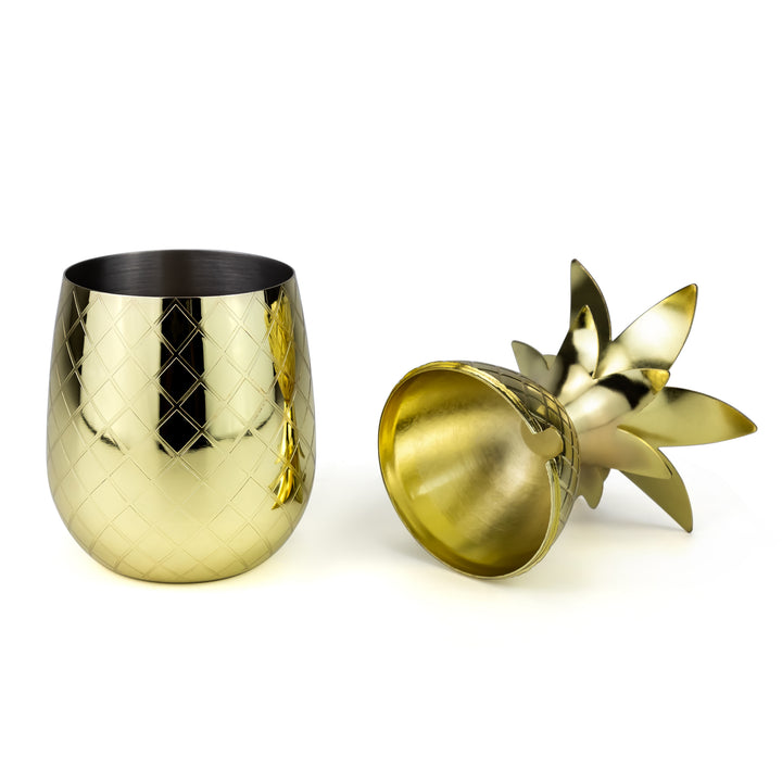 Vaso Piña con Popote Oro